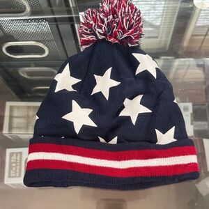 Kids Star Patterned Beanie - Navy and Red